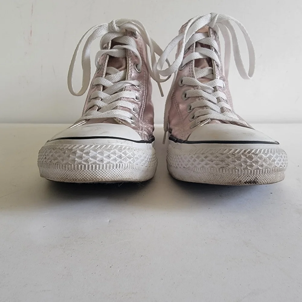 Converse Pink Rose Quartz Metallic Hi Tops Size 9 40 Streetwear Sneakers - Picture 5 of 16